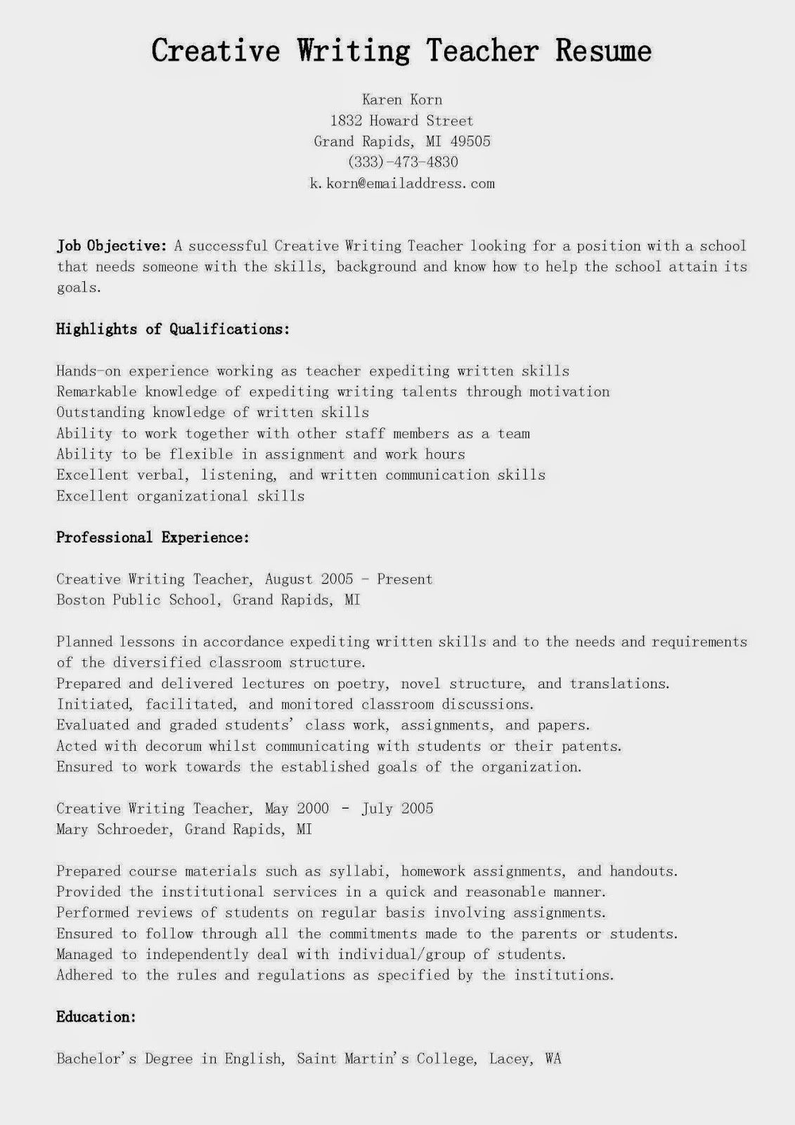 How to make a resume for teaching